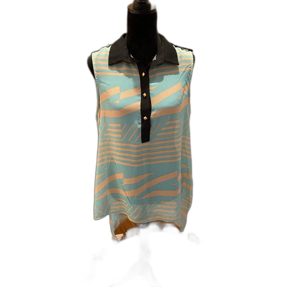 Love J Blouse Plus Size XL Sleeveless Collar Sheer Summer Top Cool‎ & Comfy!